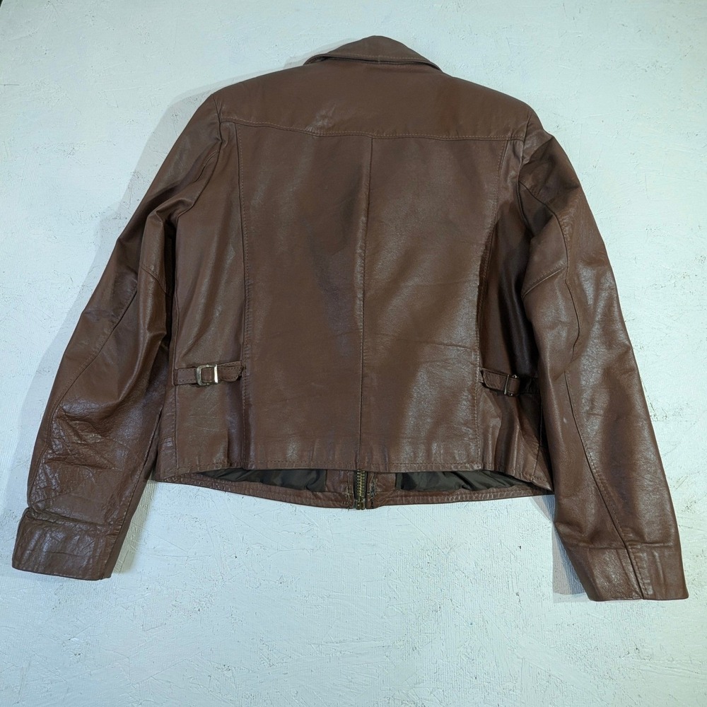 Vintage Jean Pierre Brown Leather Jacket Made in Argentina 42 Mens 80s Shacket - Picture 16 of 16